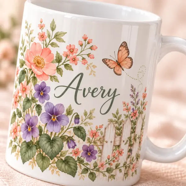 Grandma Violet Garden Personalized Mug — detail illustrative mockup