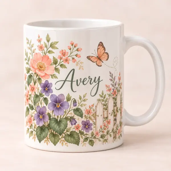 Grandma Violet Garden Personalized Mug — main illustrative mockup