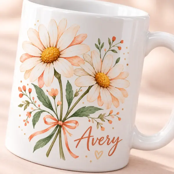 Friendship Daisy Pair Personalized Mug — detail illustrative mockup