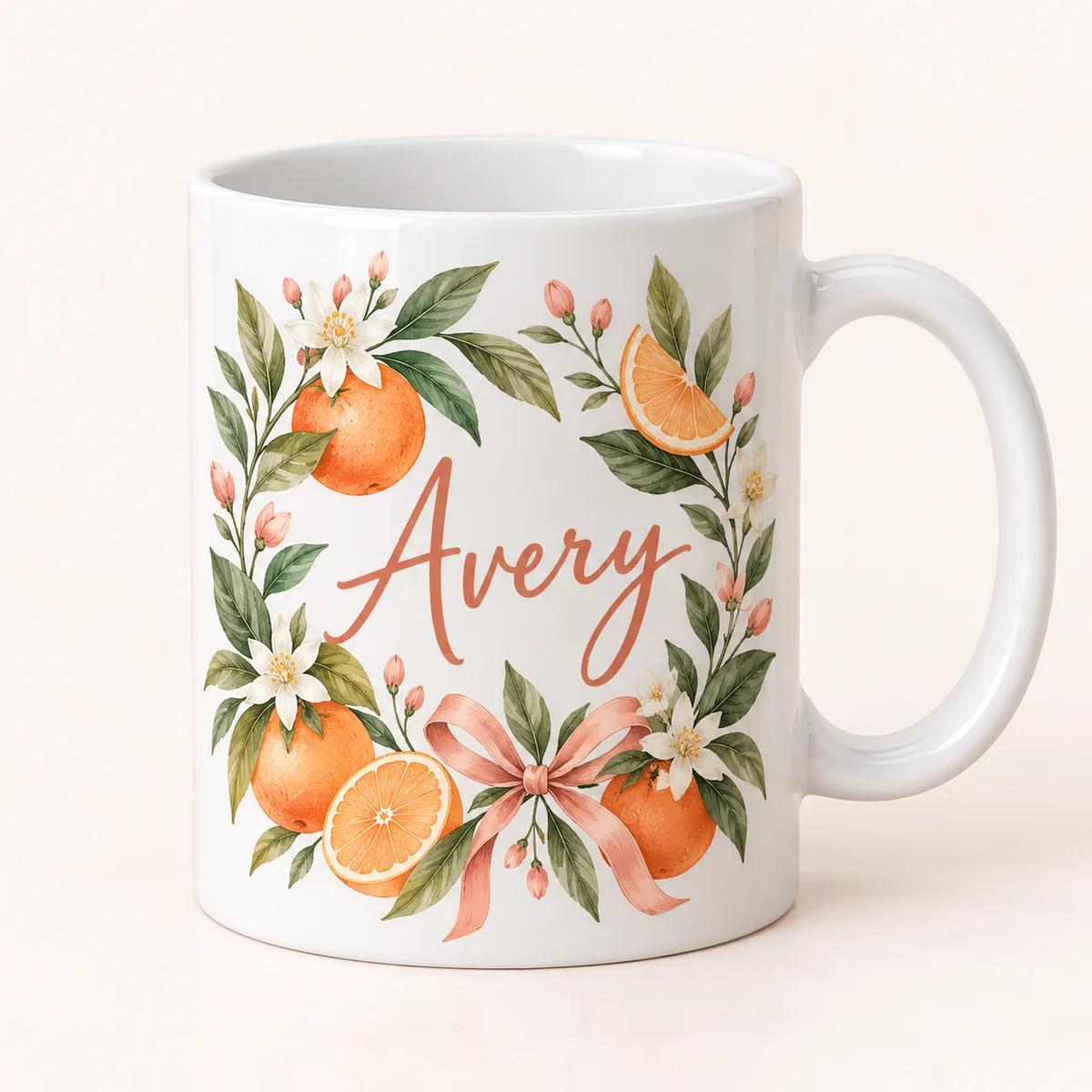 Birthday Citrus Name Personalized Mug — main illustrative mockup