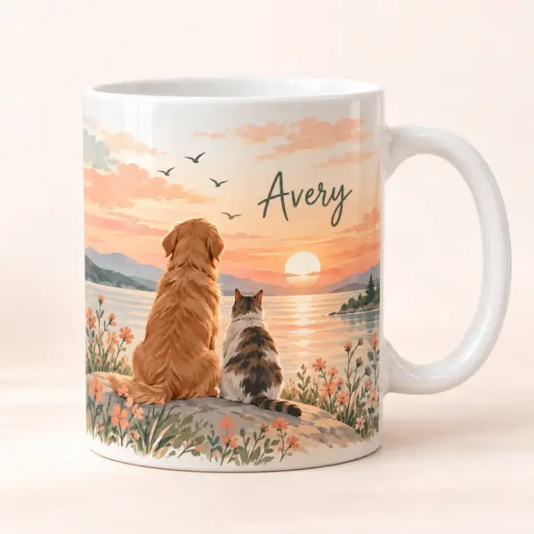 Pet Memory Sunrise Personalized Mug — main illustrative mockup