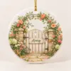 Grandparent Garden Gate Personalized Round Ornament — main illustrative mockup